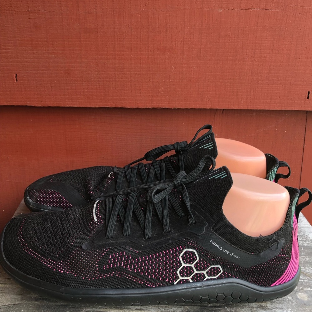 VivoBarefoot Women’s Black and Pink Athletic Knit Sneakers Size 43/12US